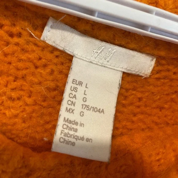 H&M Orange “Velma” Mixed Wool/Acrylic Sweater Women’s Large - Picture 3 of 3